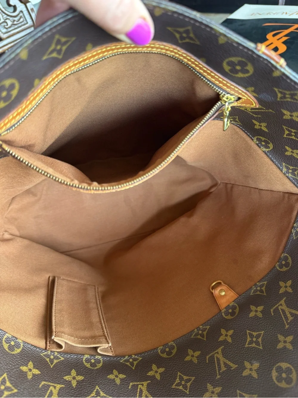 Louis Vuitton Brown Monogram Canvas Tote Bag with vachette straps
